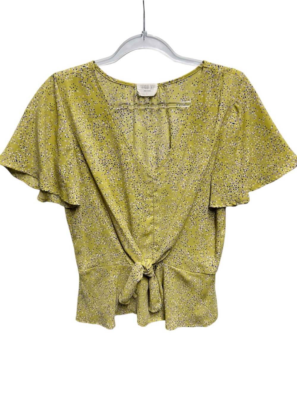 Chiffon Knit French Polka Dots Babydoll Peplum Smocked Blouse Top